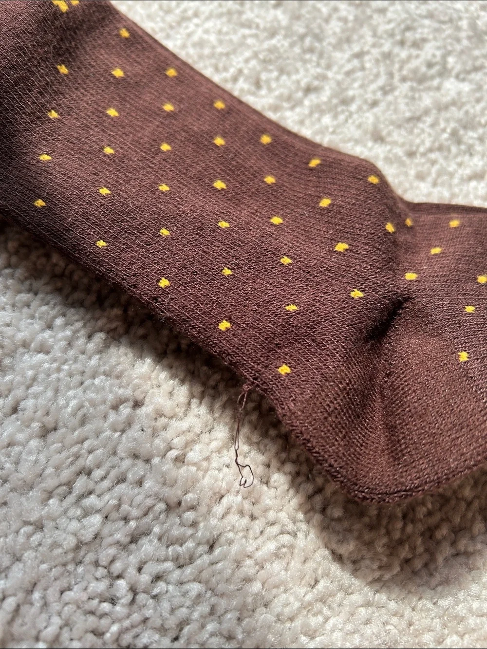 Wellow Brand Men's Brown compression Dress Socks with Small Yellow Dots
